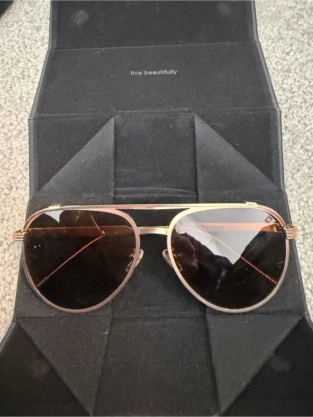 Matt and Nat Aviator Sunglasses - Rose Gold Frame with Brown Lenses